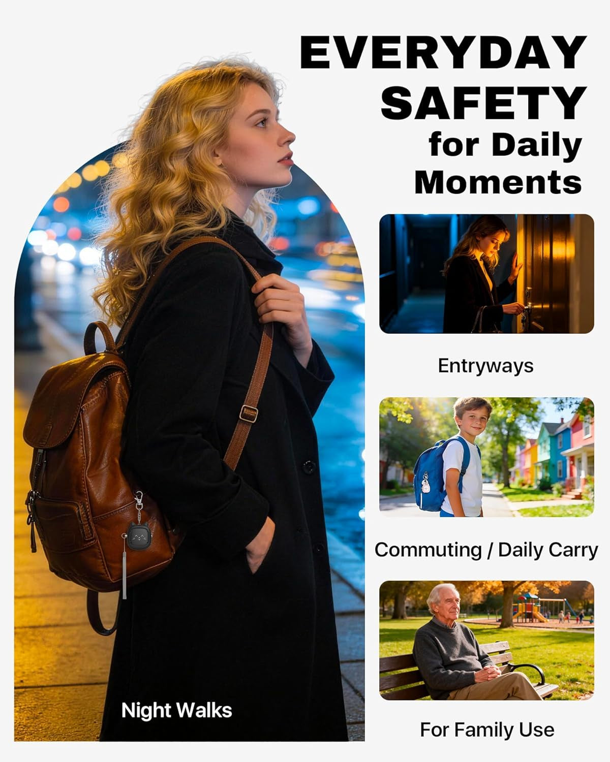 Safe Sound Personal Alarm,  3 Pack 130 Db Loud Siren Song Emergency Self-Defense Security Alarm Keychain with LED Light, Personal Sound Safety Siren for Women, Men, Children, Elderly